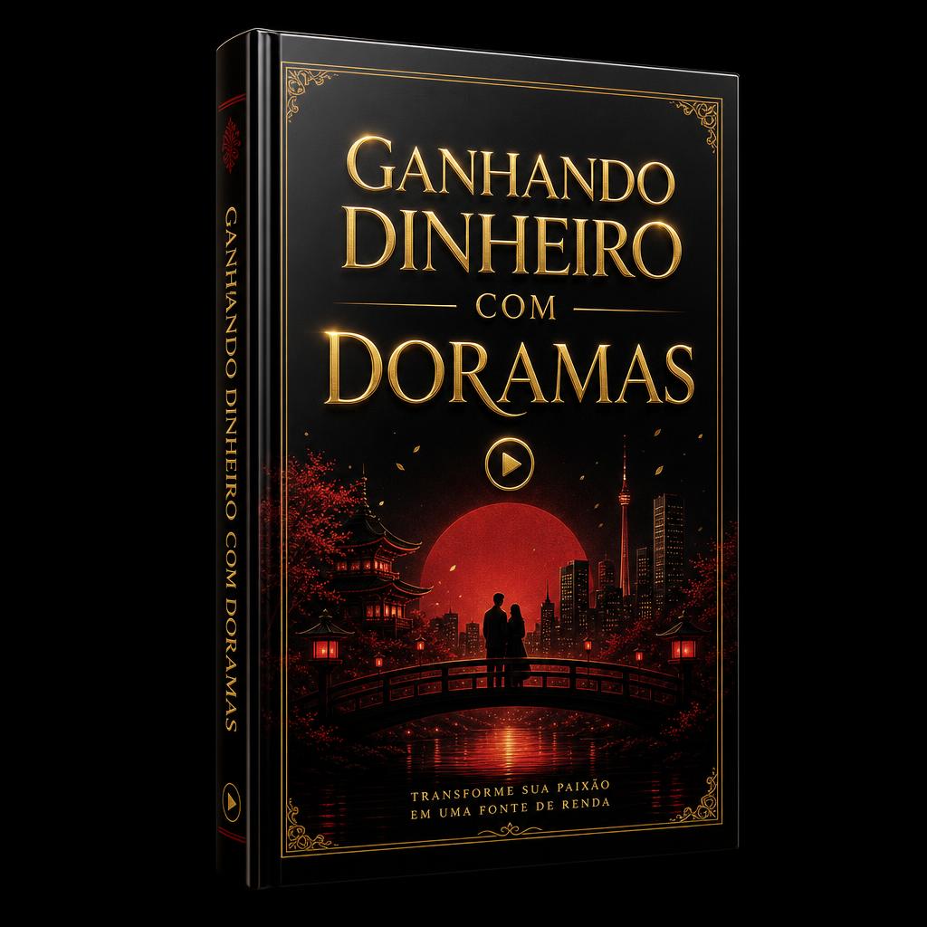 Mockup tridimensional do e-book Ganhando Dinheiro com Doramas